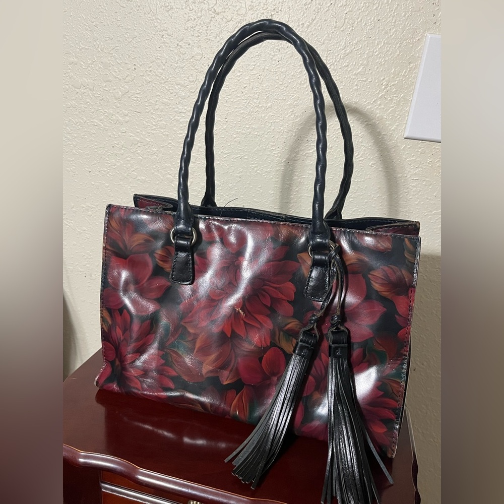 Patricia Nash Red and Black Floral Bag